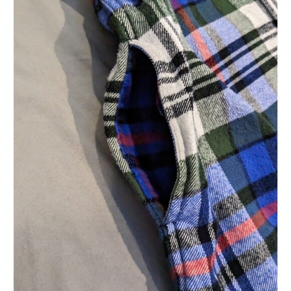 Madewell Size Small Flannel Top Womens Blue Plaid Shirt White Green LS Button - Picture 4 of 7